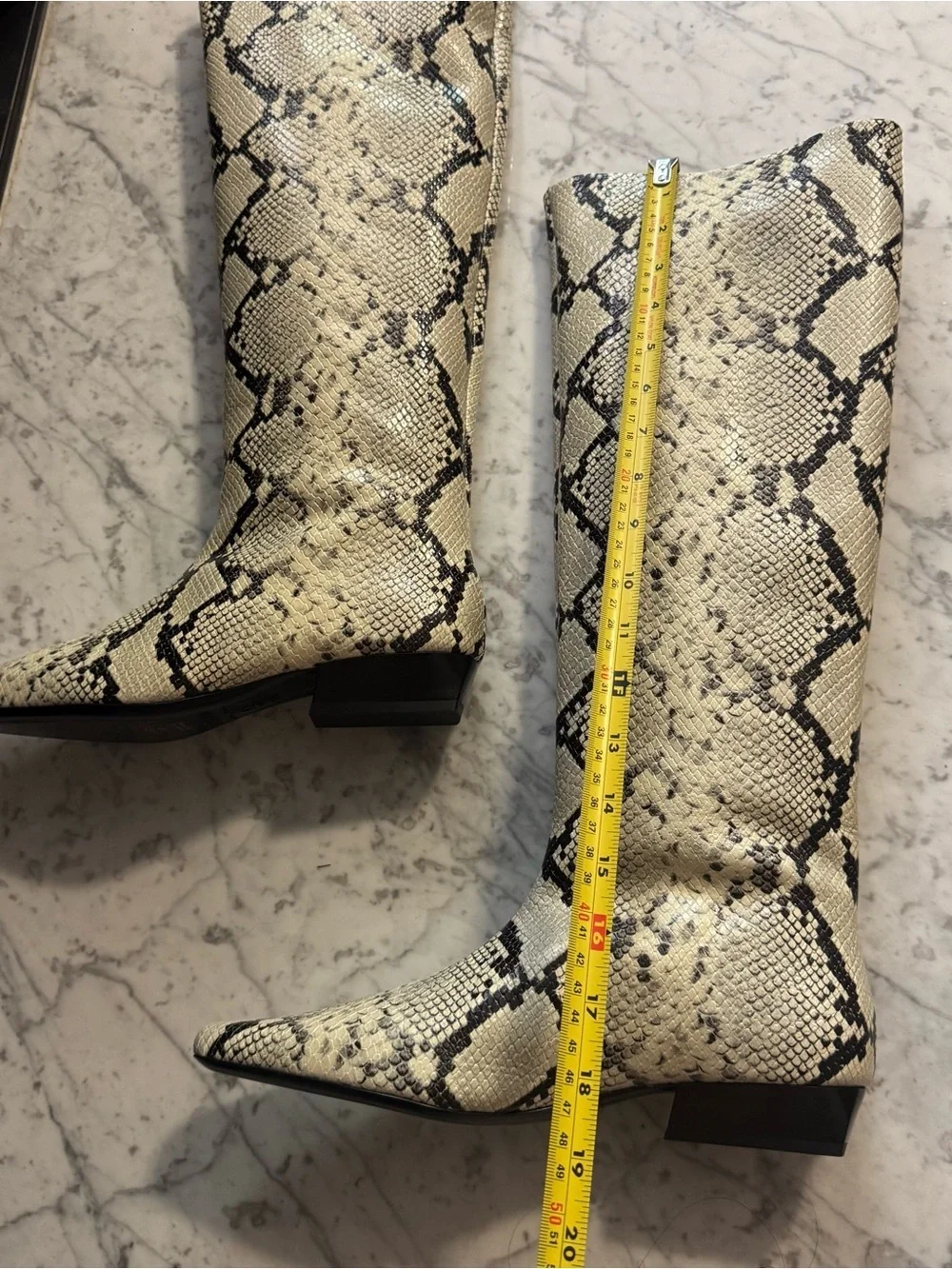 New Staud Wally White Snake Knee High Western Boots Size EU 39.5 US 9.5 $595